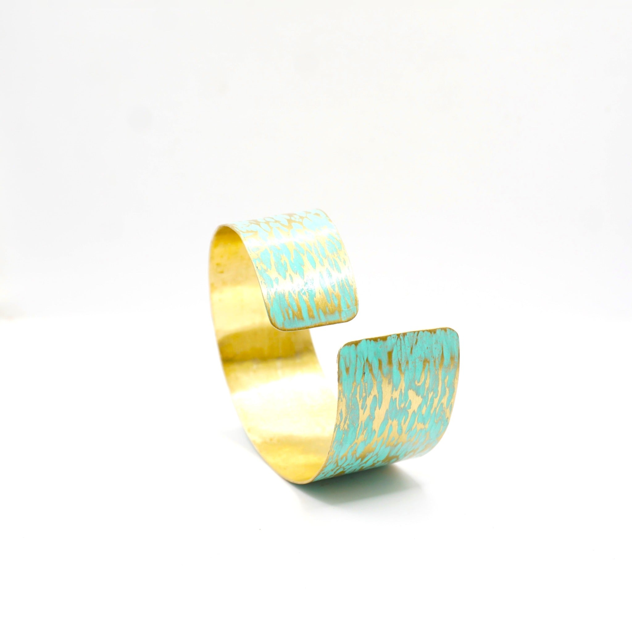 '' Alcmene ''  Brass Bracelet Green Opal Color