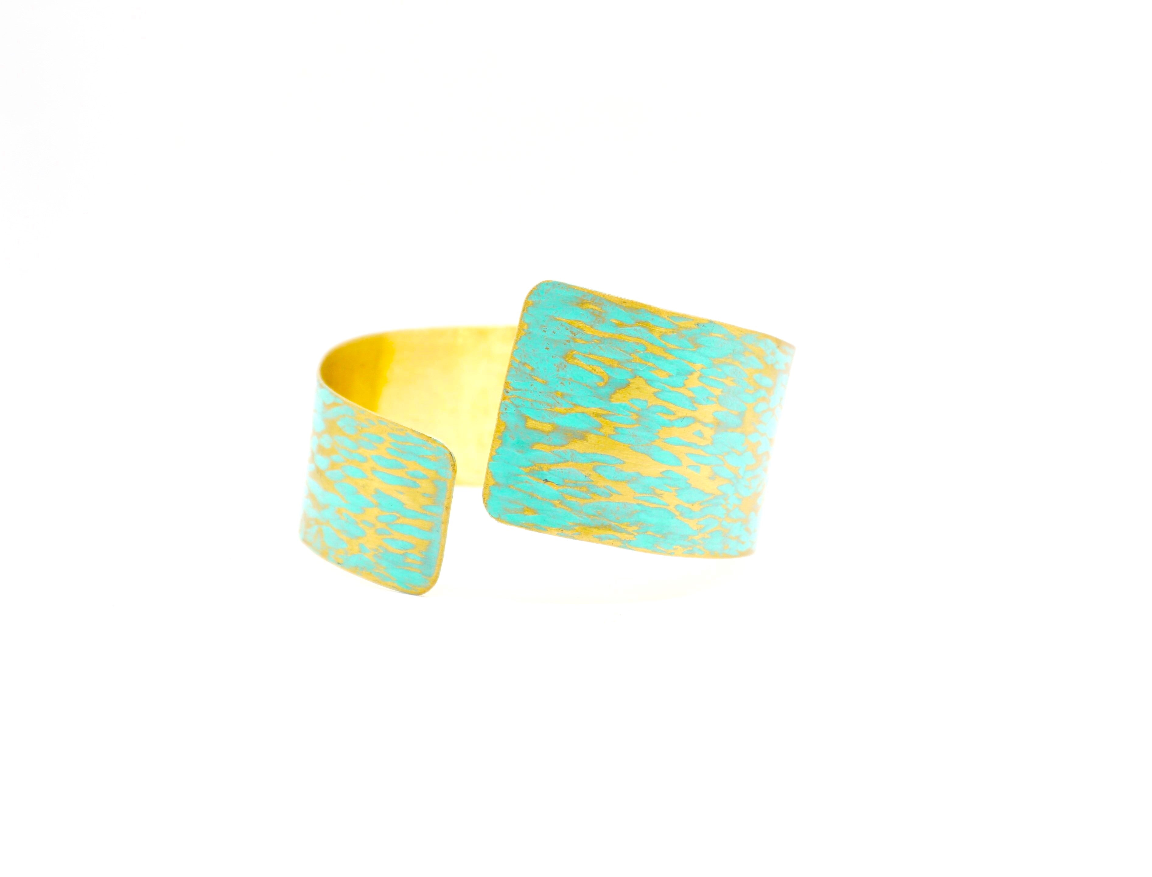 '' Alcmene ''  Brass Bracelet Green Opal Color