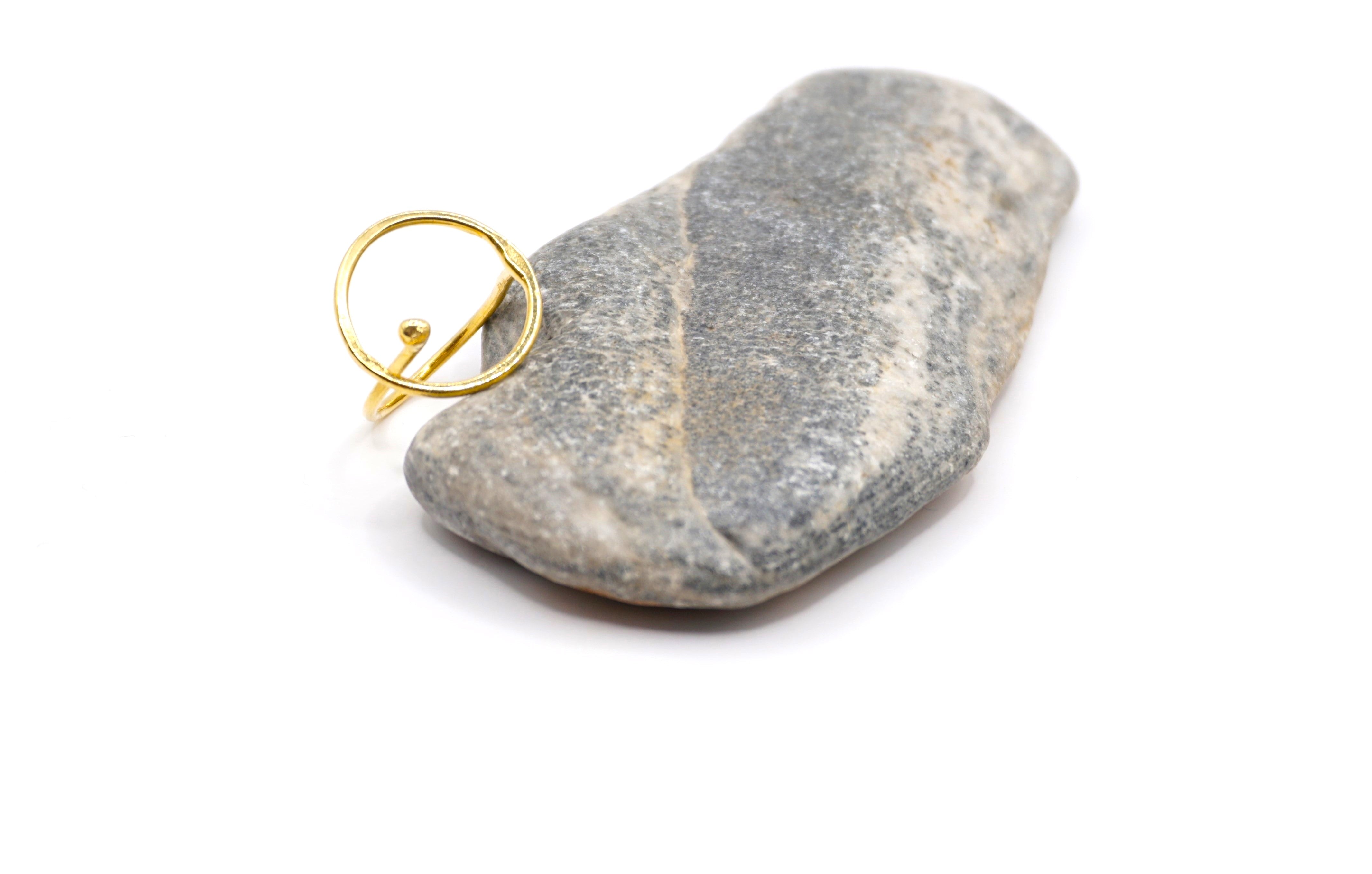 '' Cycle'' Silver Ring Gold Plated
